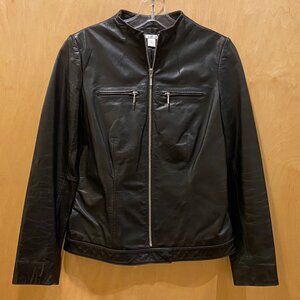 Halogen black leather jacket, XS